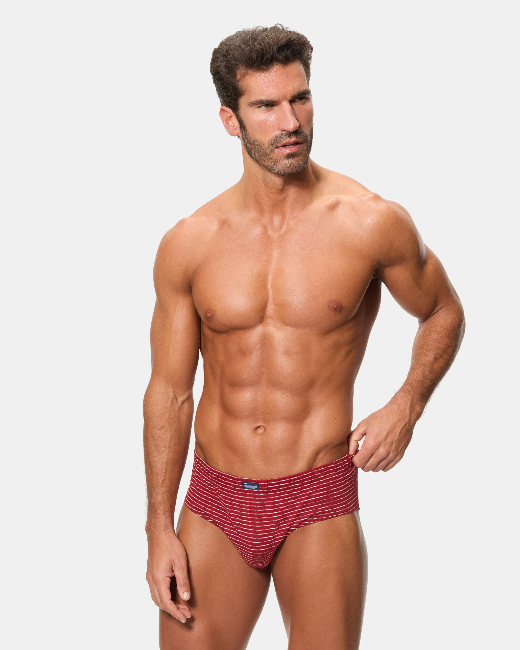 Abanderado Pack 3 Slips Semicortos Algodón 100% Estampados azul y vino hombre