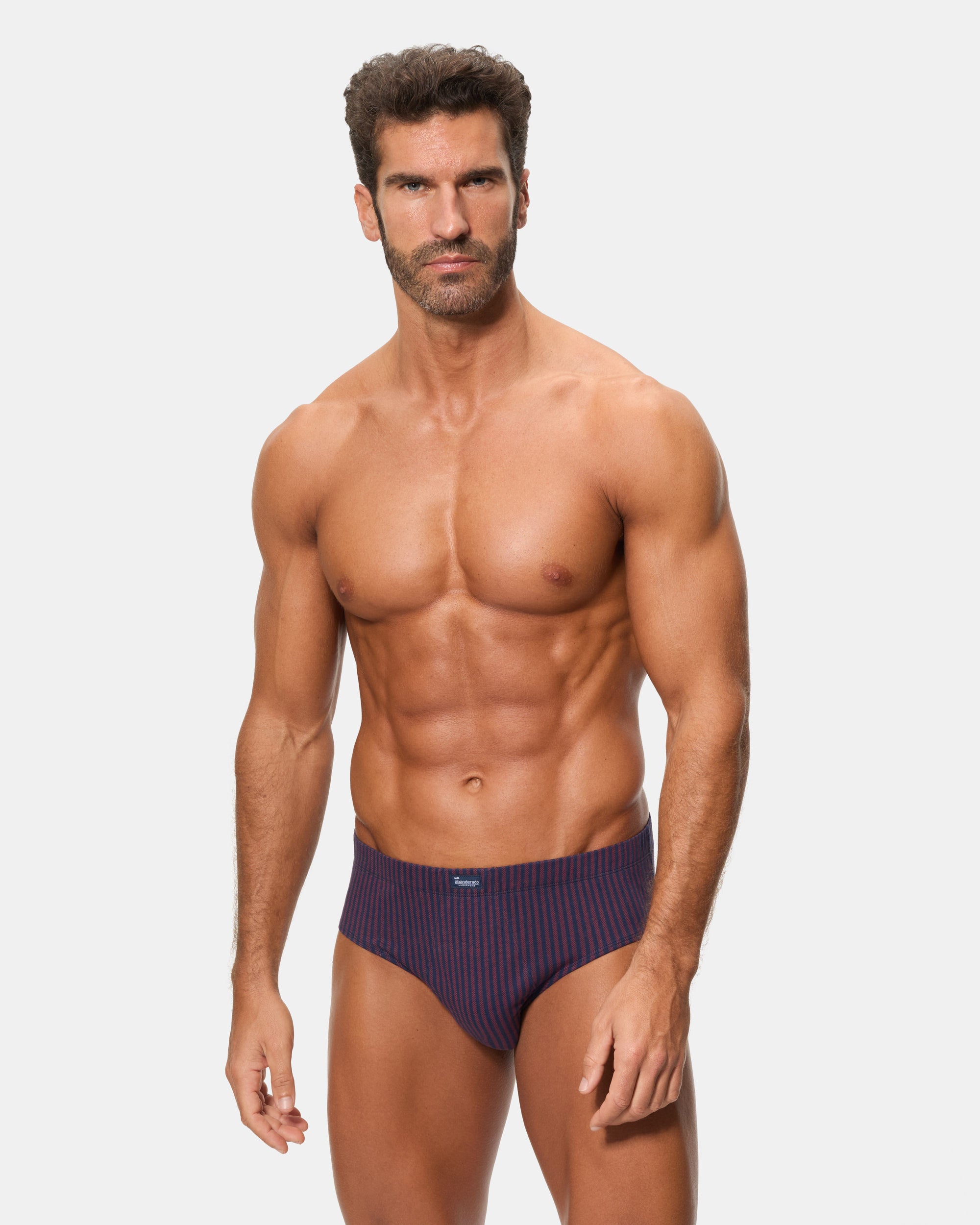 Abanderado Pack 3 Slips Semicortos Algodón 100% Estampados azul y vino hombre