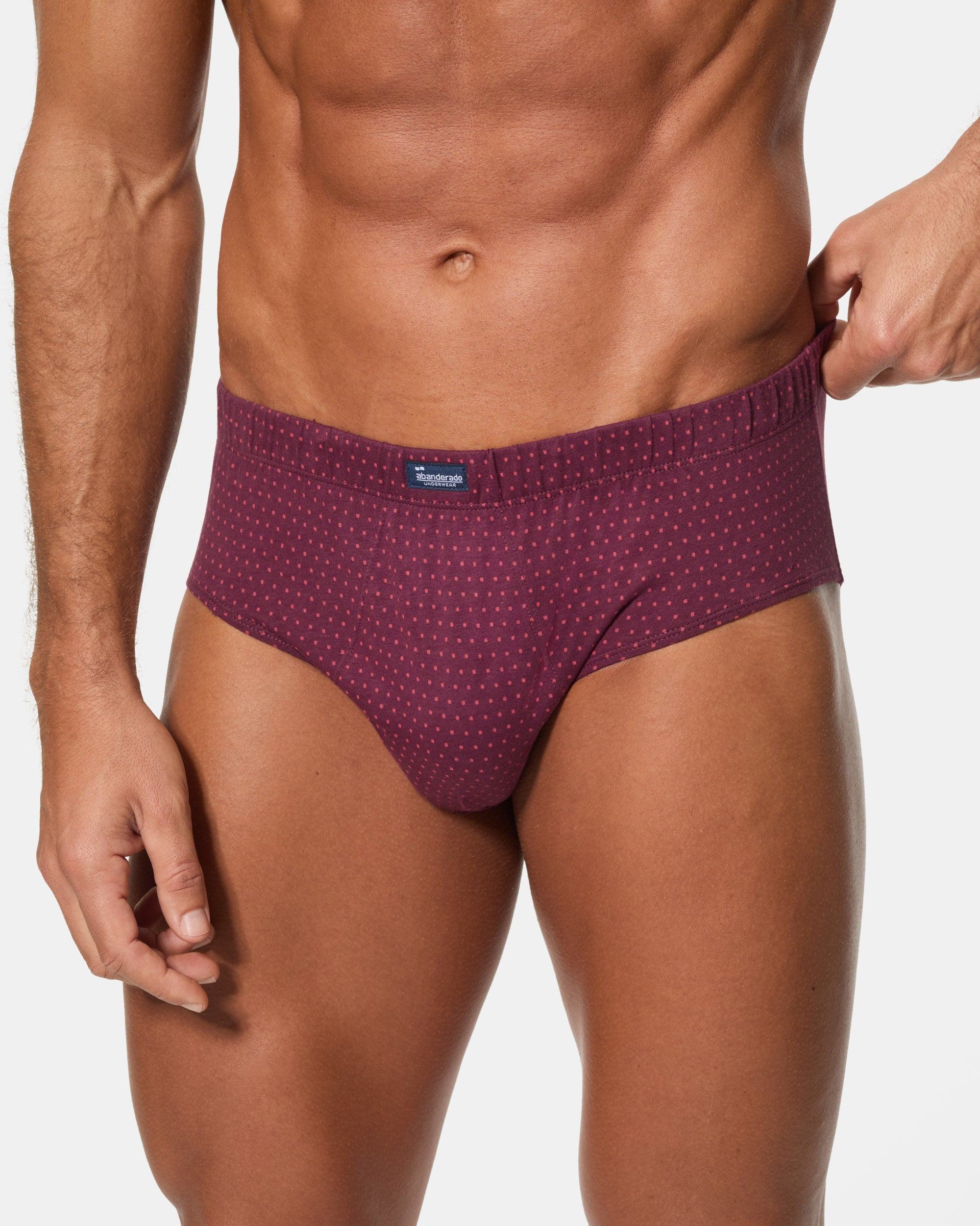 Abanderado Pack 3 Slips Semicortos Algodón 100% Estampados azul y vino hombre
