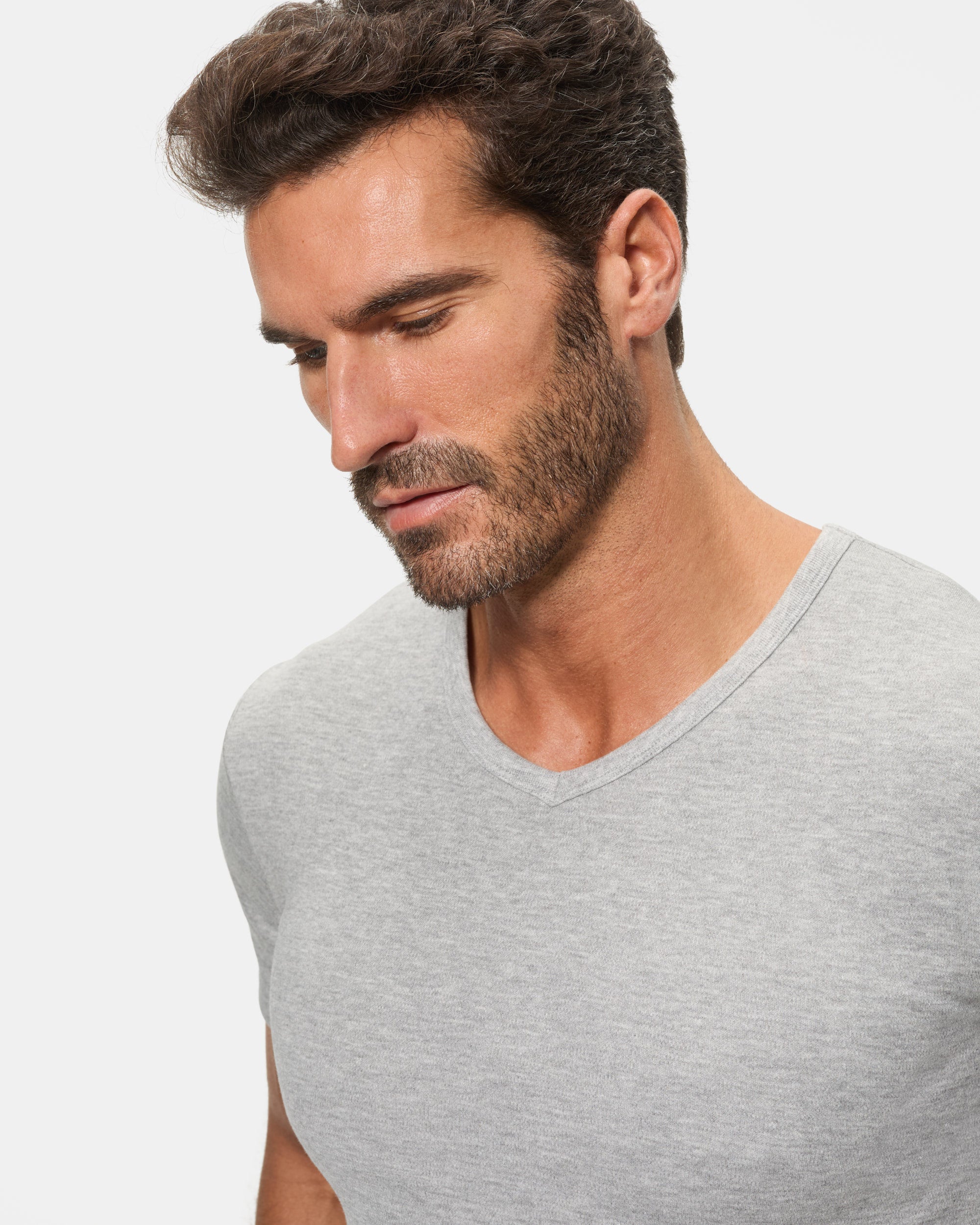 Abanderado Camiseta Térmica Manga Corta Cuello Pico Algodón 100% gris oscuro hombre