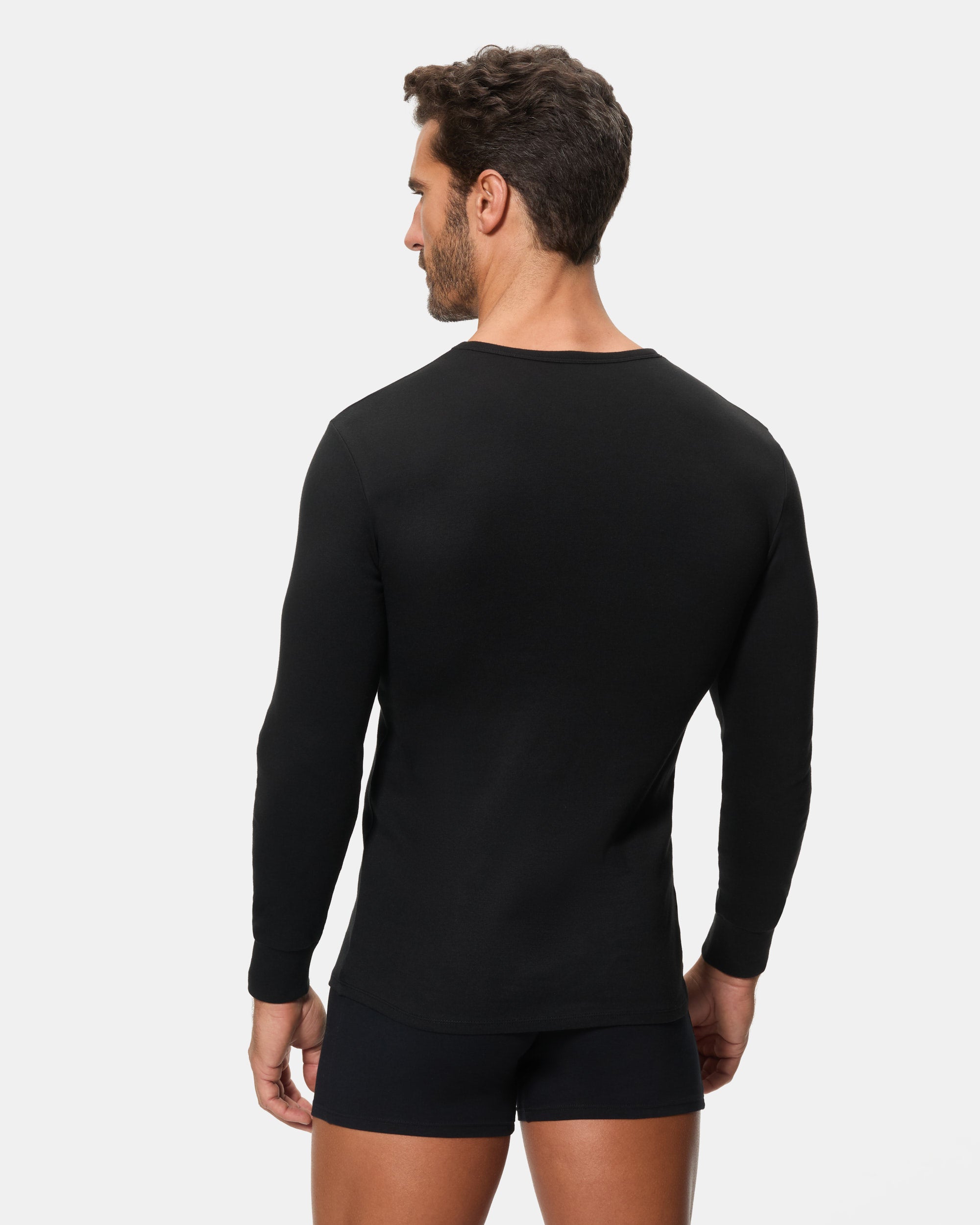 Abanderado Camiseta Térmica Manga Larga Cuello Redondo Algodón 100% negra hombre