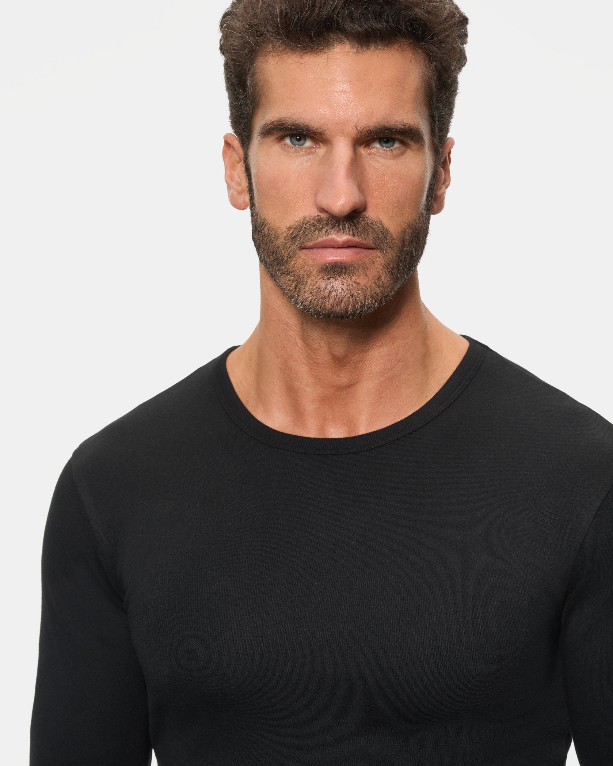 Abanderado Camiseta Térmica Manga Larga Cuello Redondo Algodón 100% negra hombre