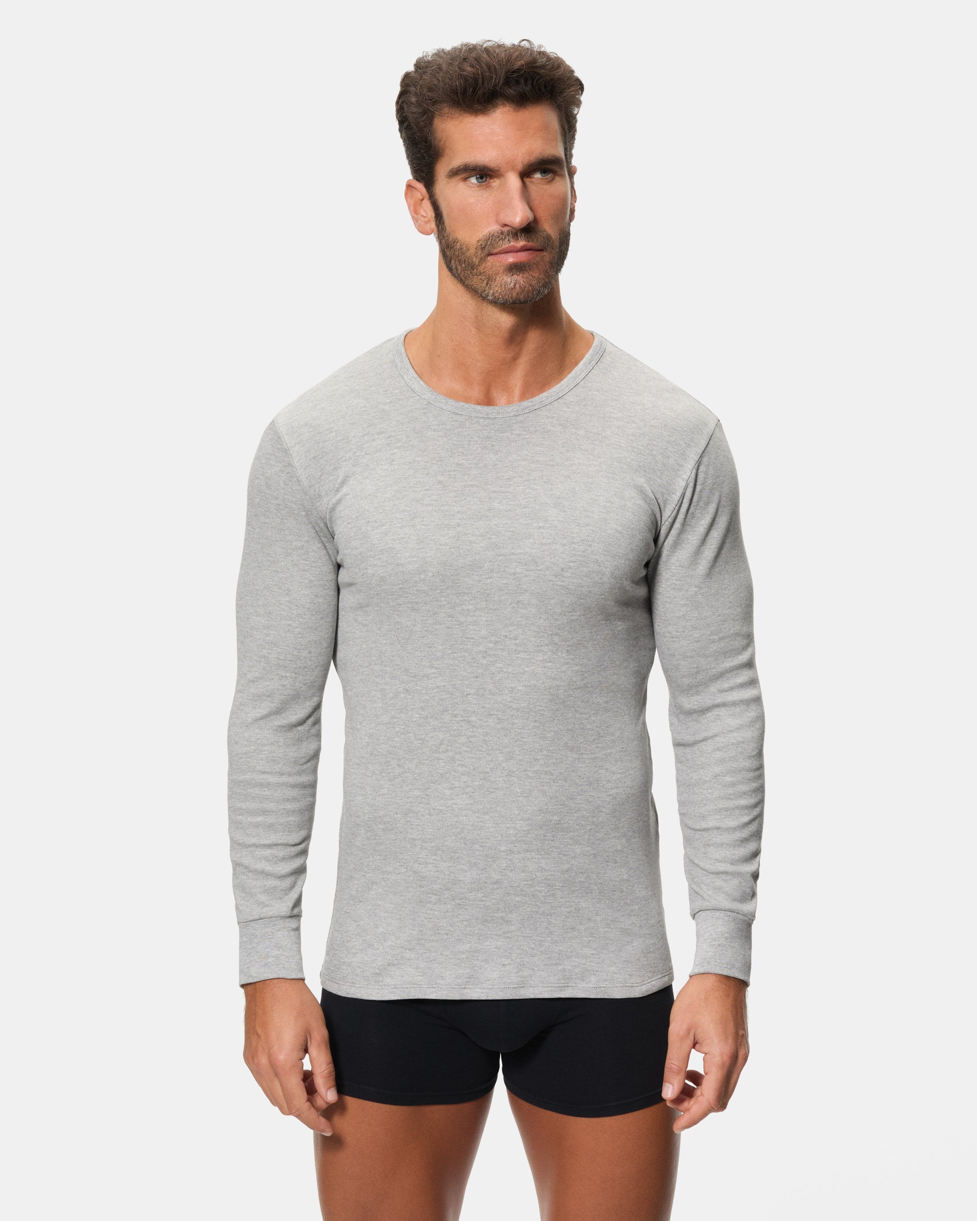Abanderado Camiseta Térmica Manga Larga Cuello Redondo Algodón 100% gris oscuro hombre