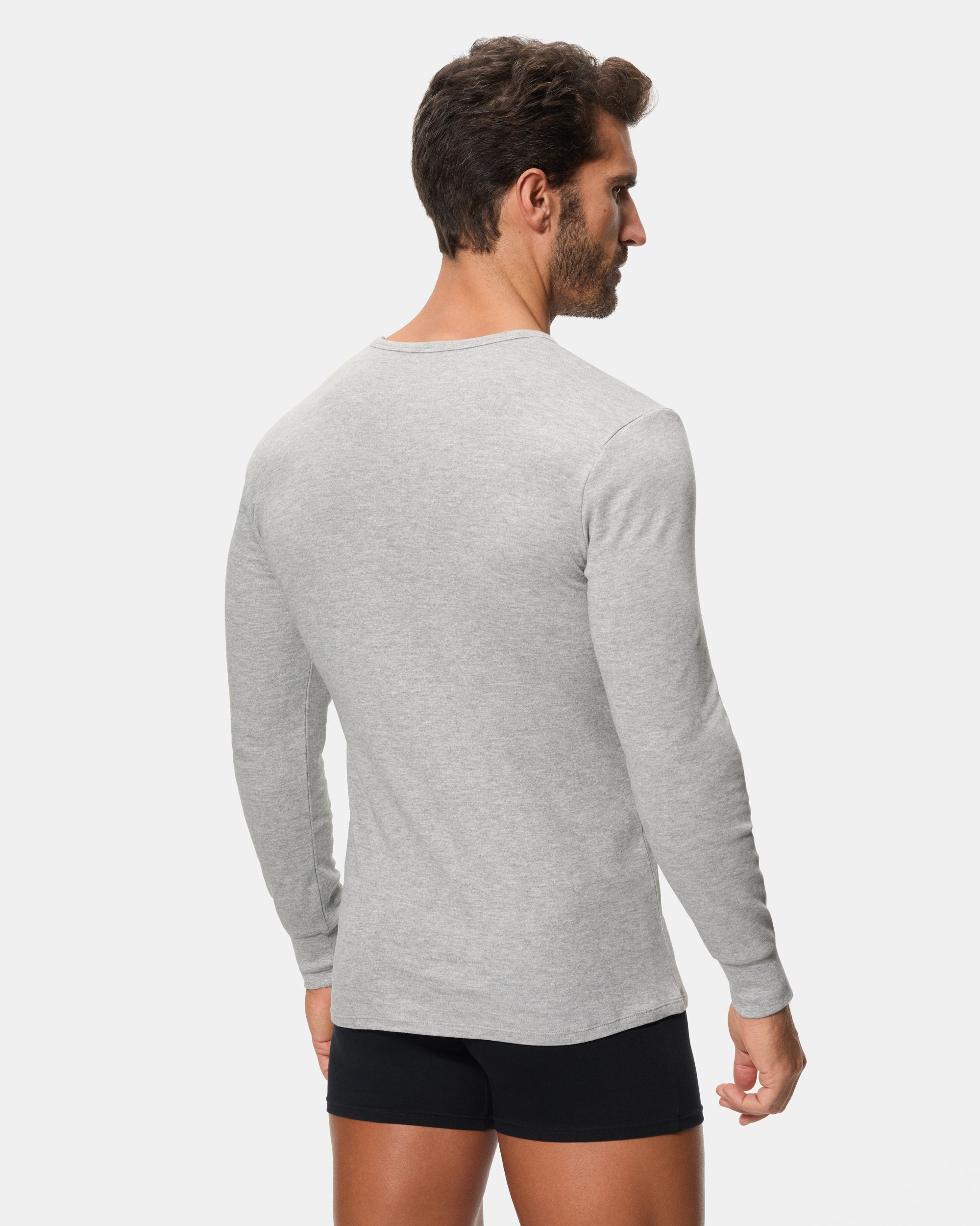 Abanderado Camiseta Térmica Manga Larga Cuello Redondo Algodón 100% gris oscuro hombre
