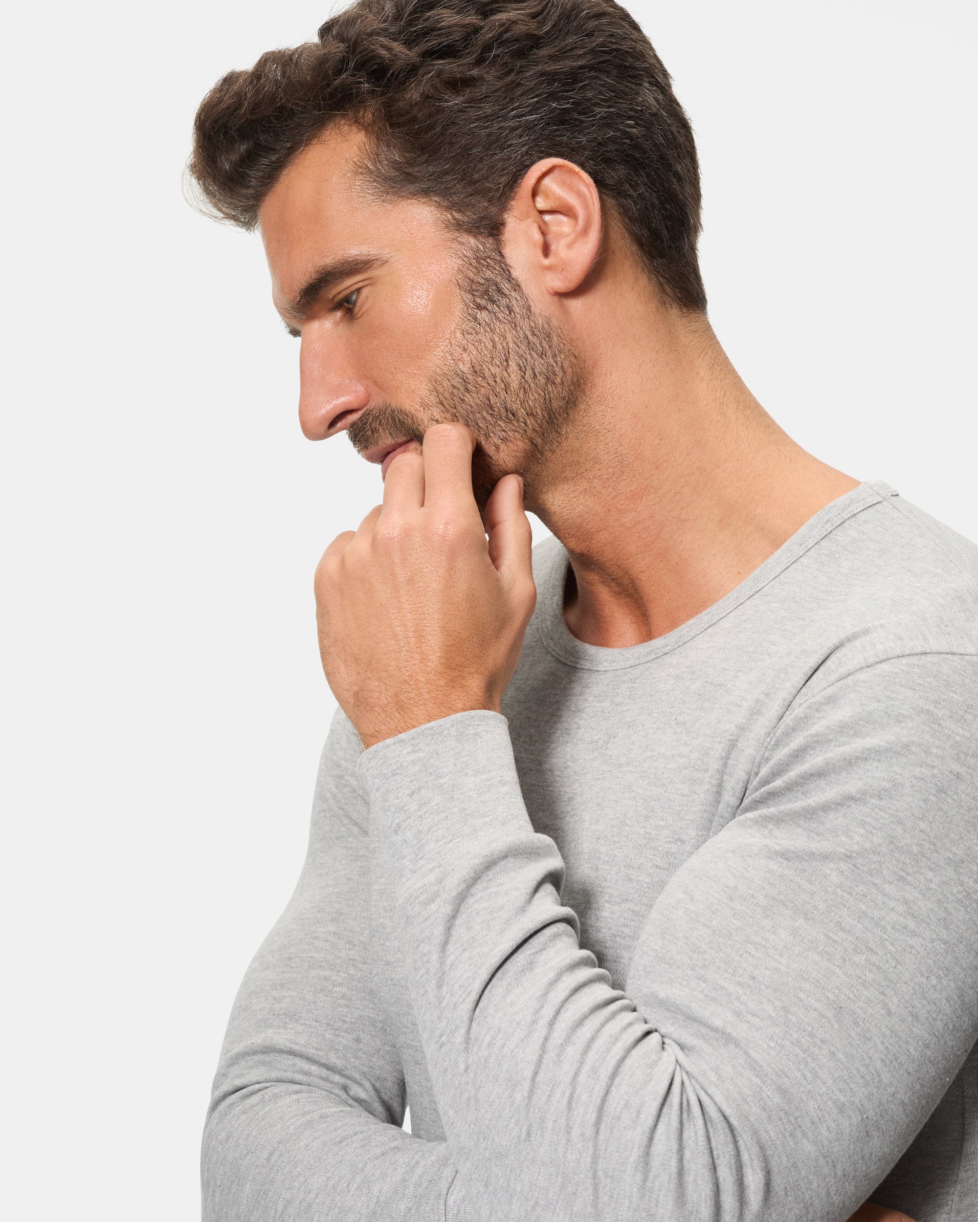 Abanderado Camiseta Térmica Manga Larga Cuello Redondo Algodón 100% gris oscuro hombre