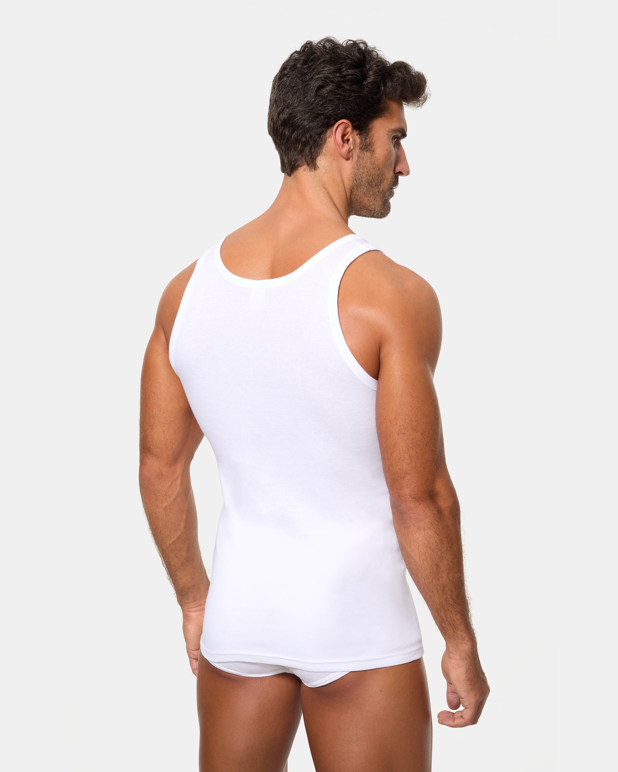 Abanderado Camiseta de Tirantes Corte Clásico Tejido Canalé Algodón 100% blanca hombre
