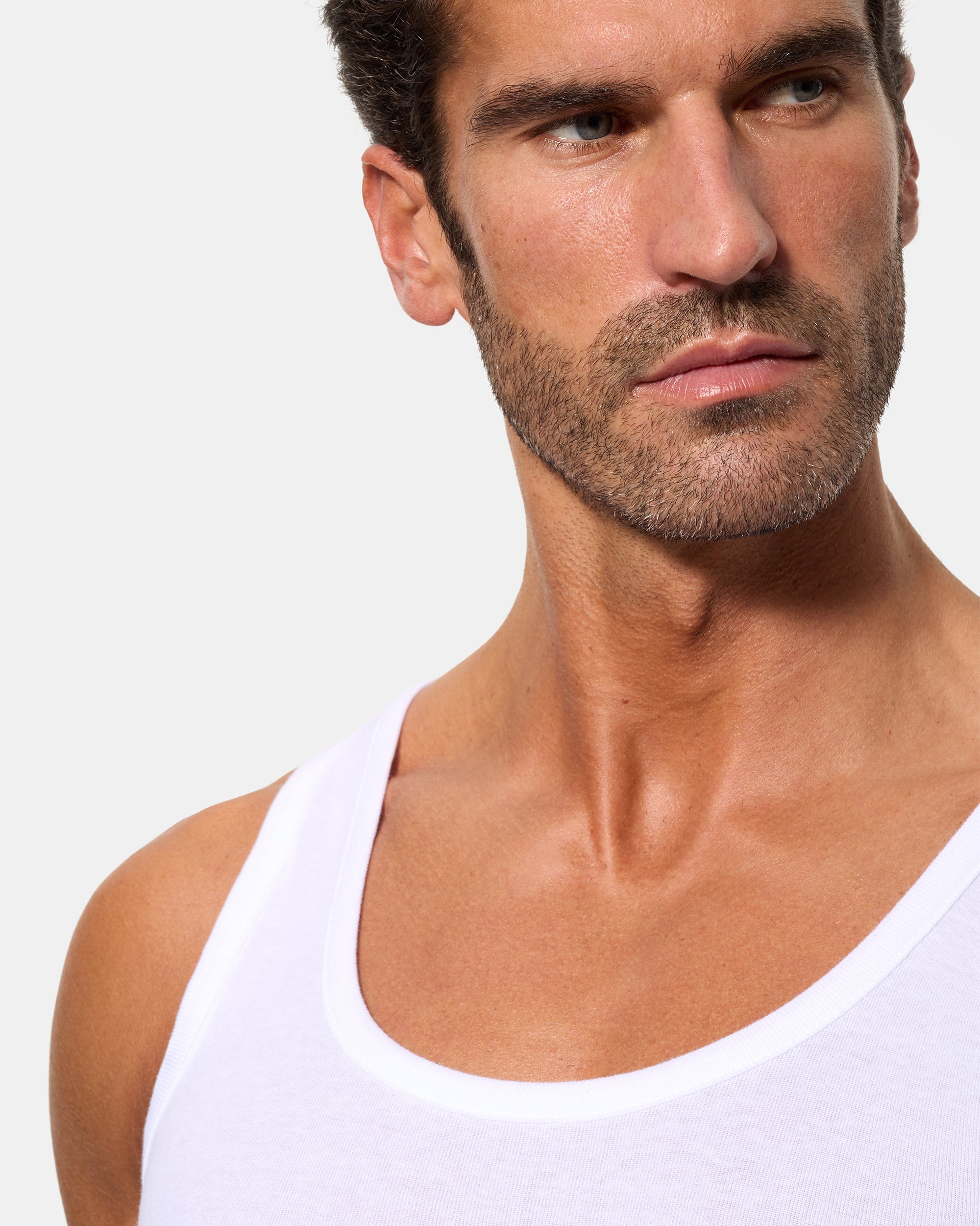 Abanderado Camiseta de Tirantes Corte Clásico Tejido Canalé Algodón 100% blanca hombre