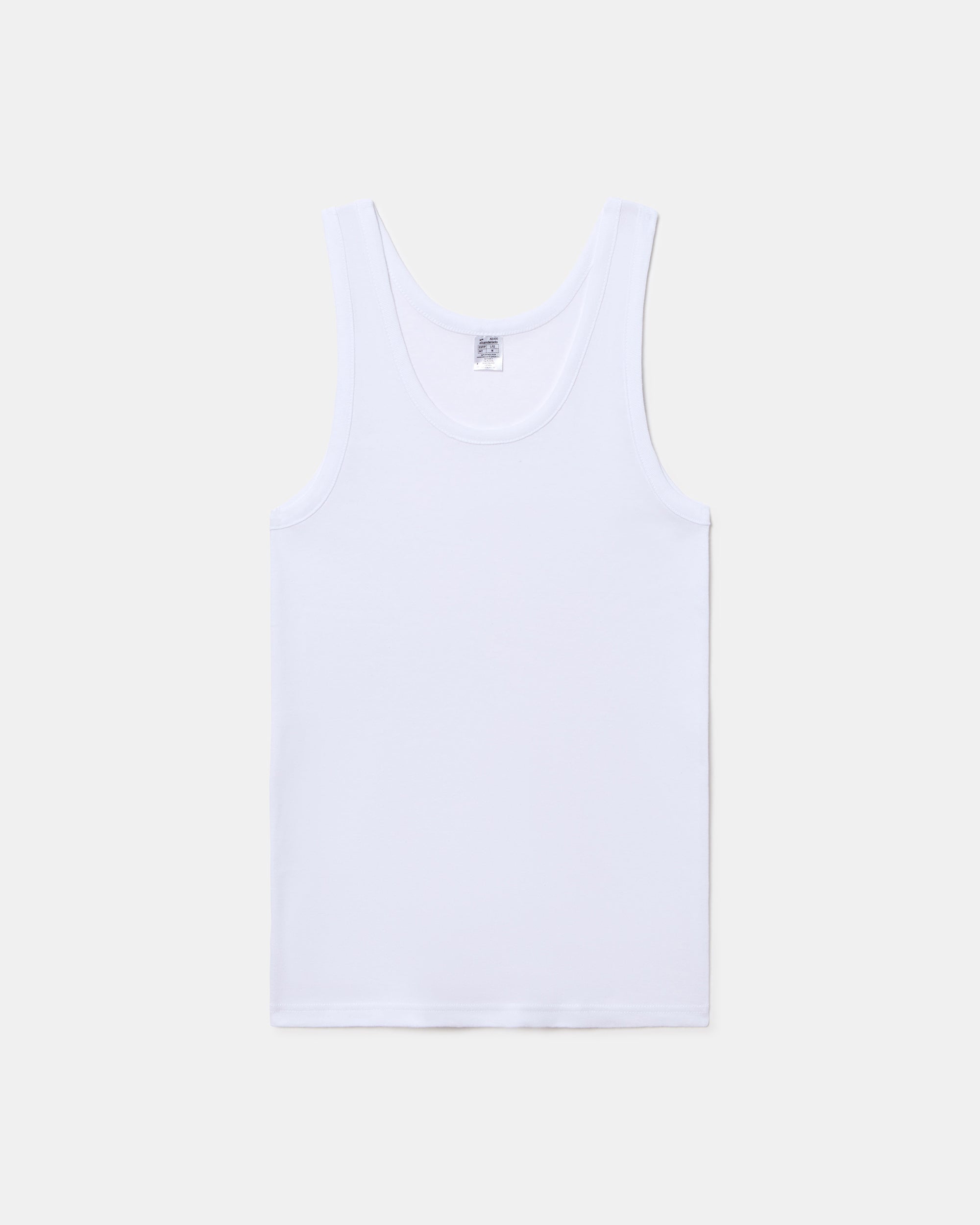 Abanderado Camiseta de Tirantes Corte Clásico Tejido Canalé Algodón 100% blanca hombre