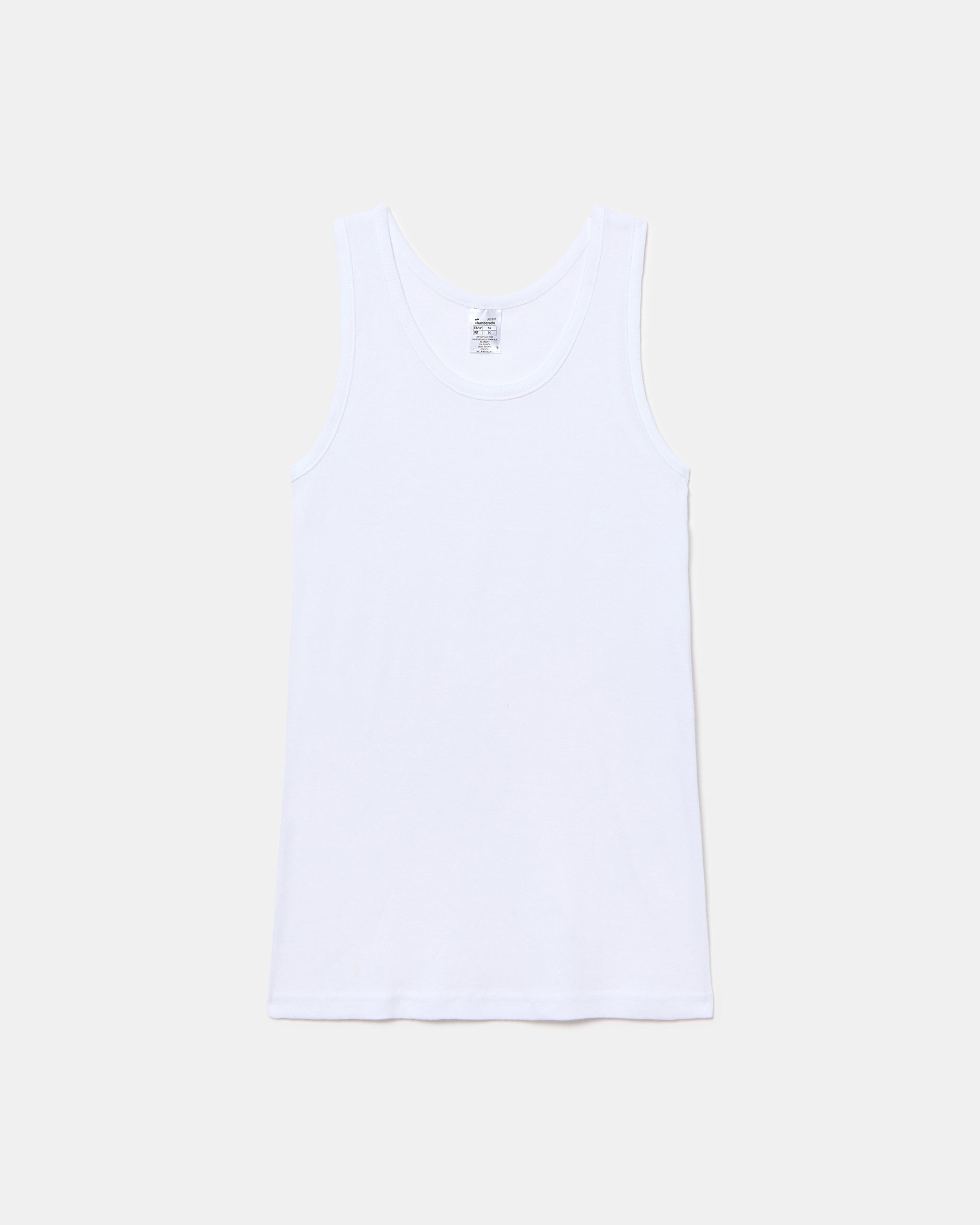 Abanderado Camiseta de Tirantes Sport Junior Algodón 100% blanca niño