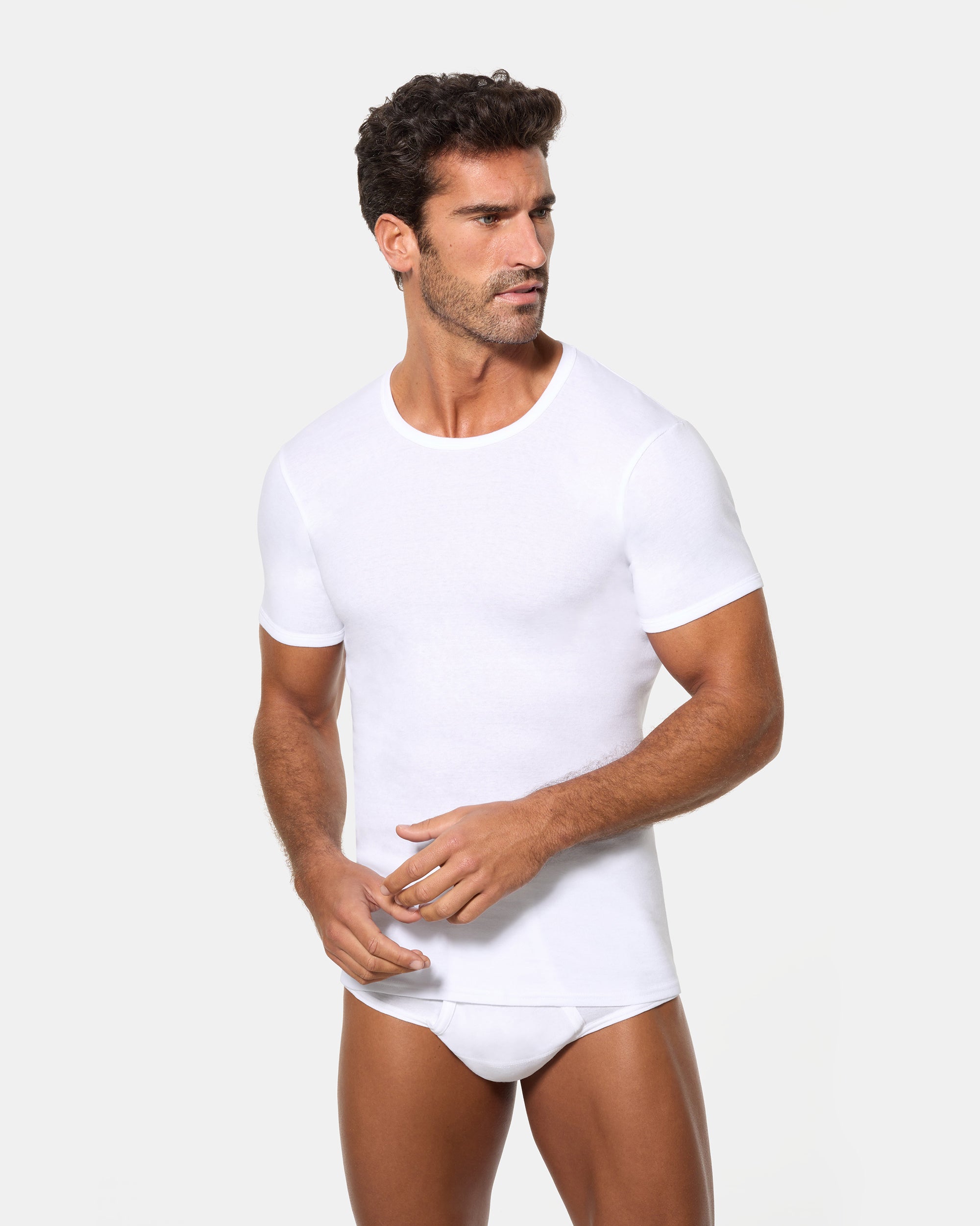 Abanderado Pack 4 Camisetas Manga Corta Corte Clásico Tejido Canalé Algodón 100% blancas hombre