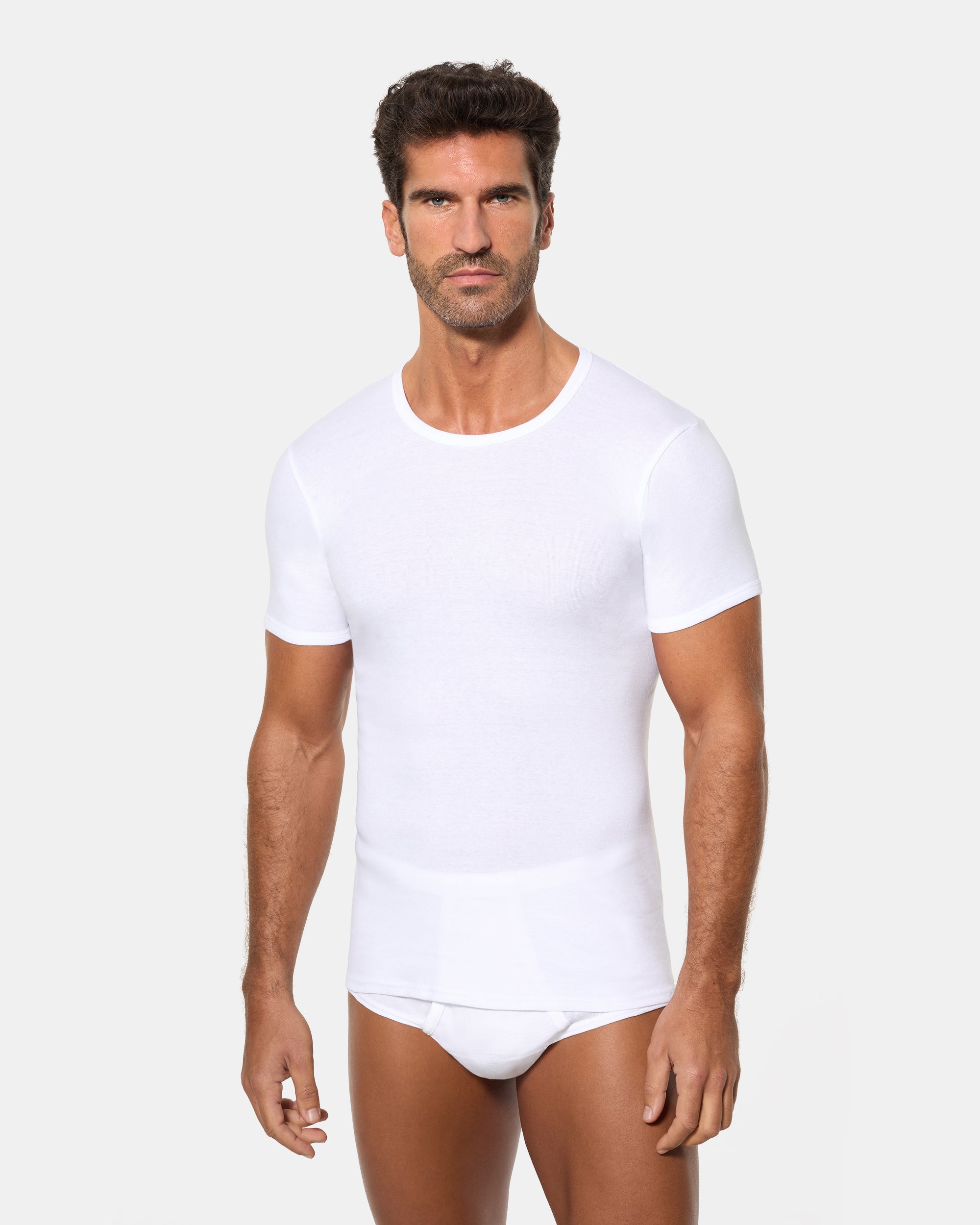 Abanderado Pack 4 Camisetas Manga Corta Corte Clásico Tejido Canalé Algodón 100% blancas hombre