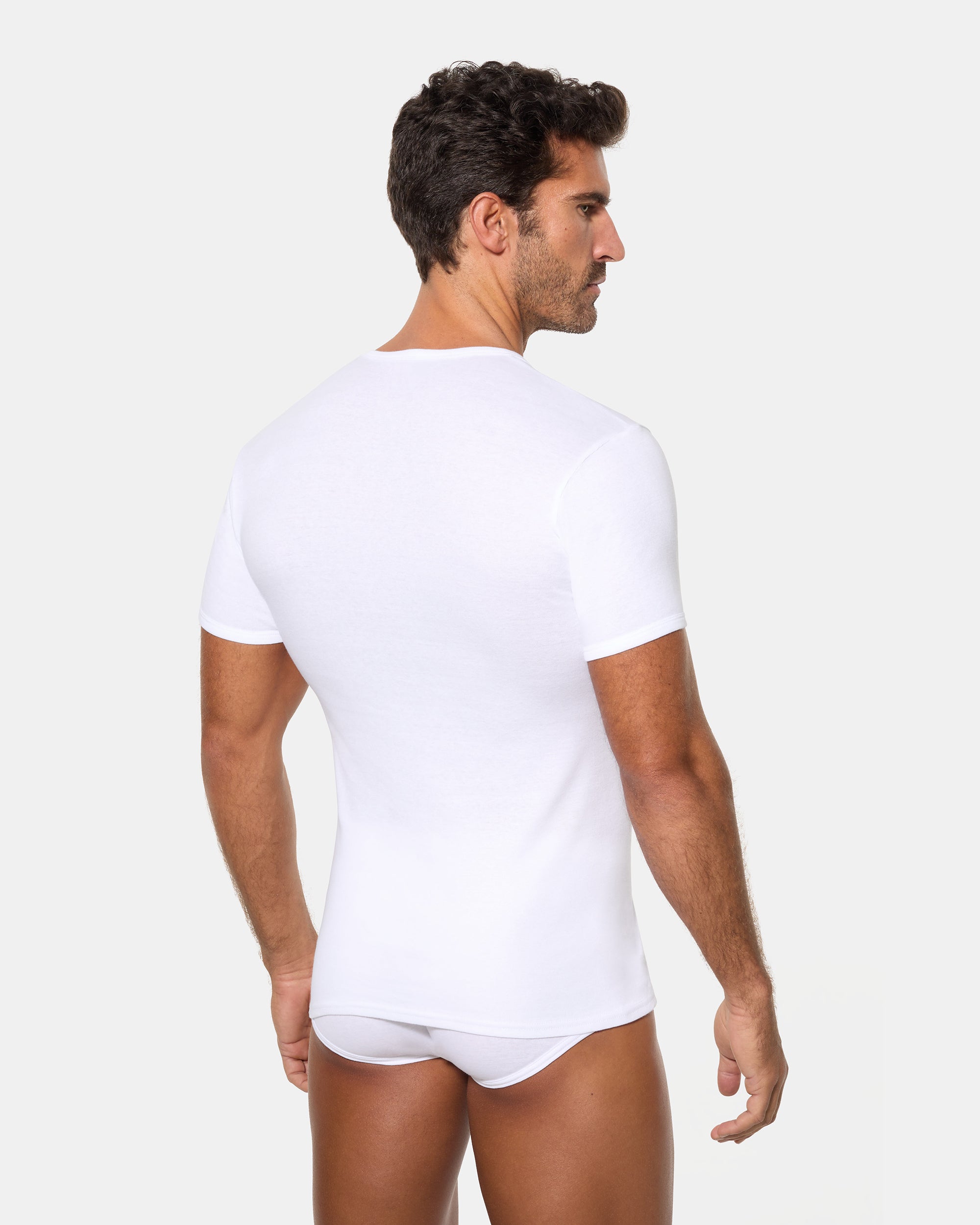 Abanderado Pack 4 Camisetas Manga Corta Corte Clásico Tejido Canalé Algodón 100% blancas hombre