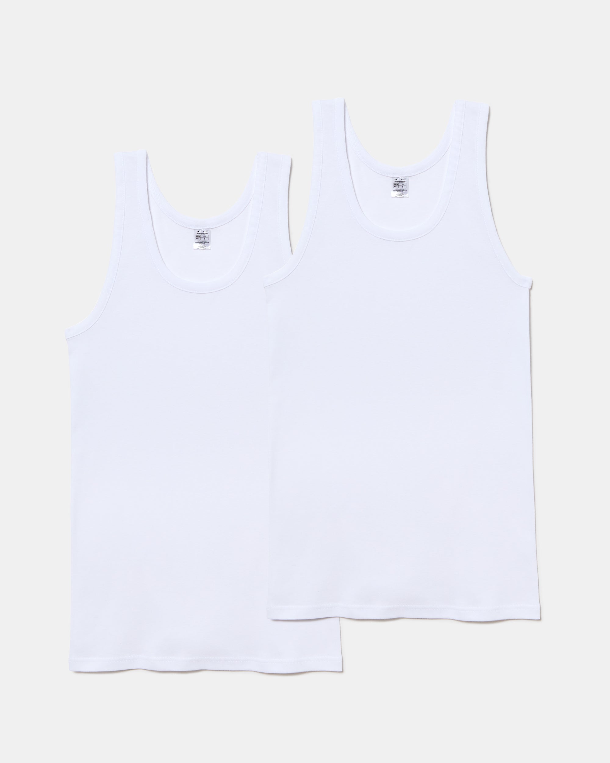 Abanderado Pack 2 Camisetas de Tirantes Clásico Algodón 100% blanca hombre
