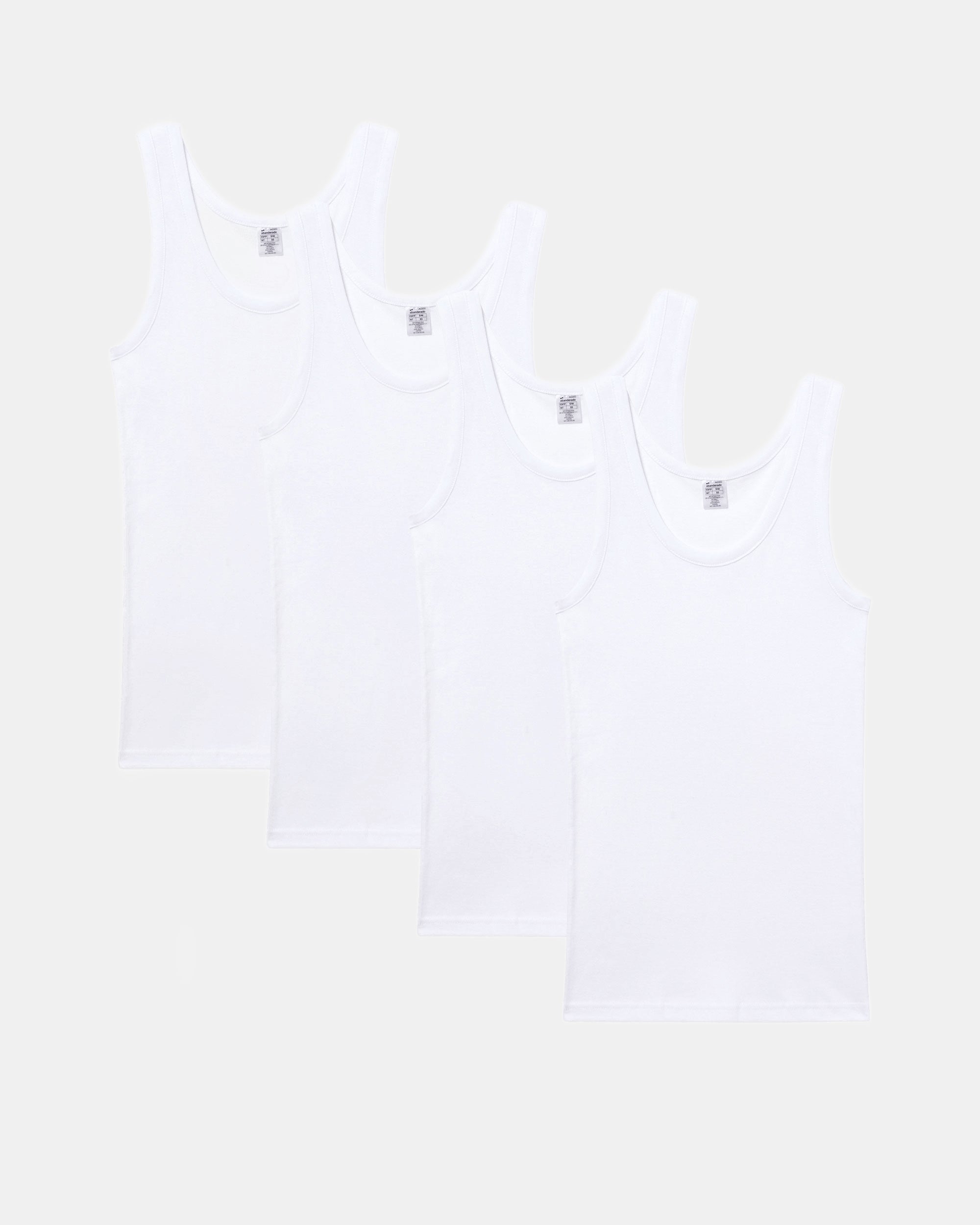 Abanderado Pack 4 Camisetas de Tirantes Clásico Algodón 100% blanca hombre