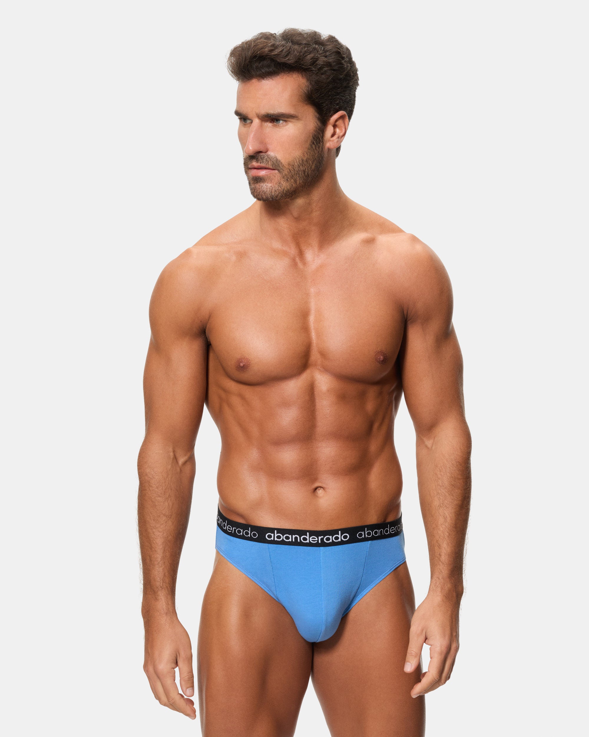 Abanderado Pack 2 Slips Algodón Elástico cinturilla goma azul grisaceo y azul hombre