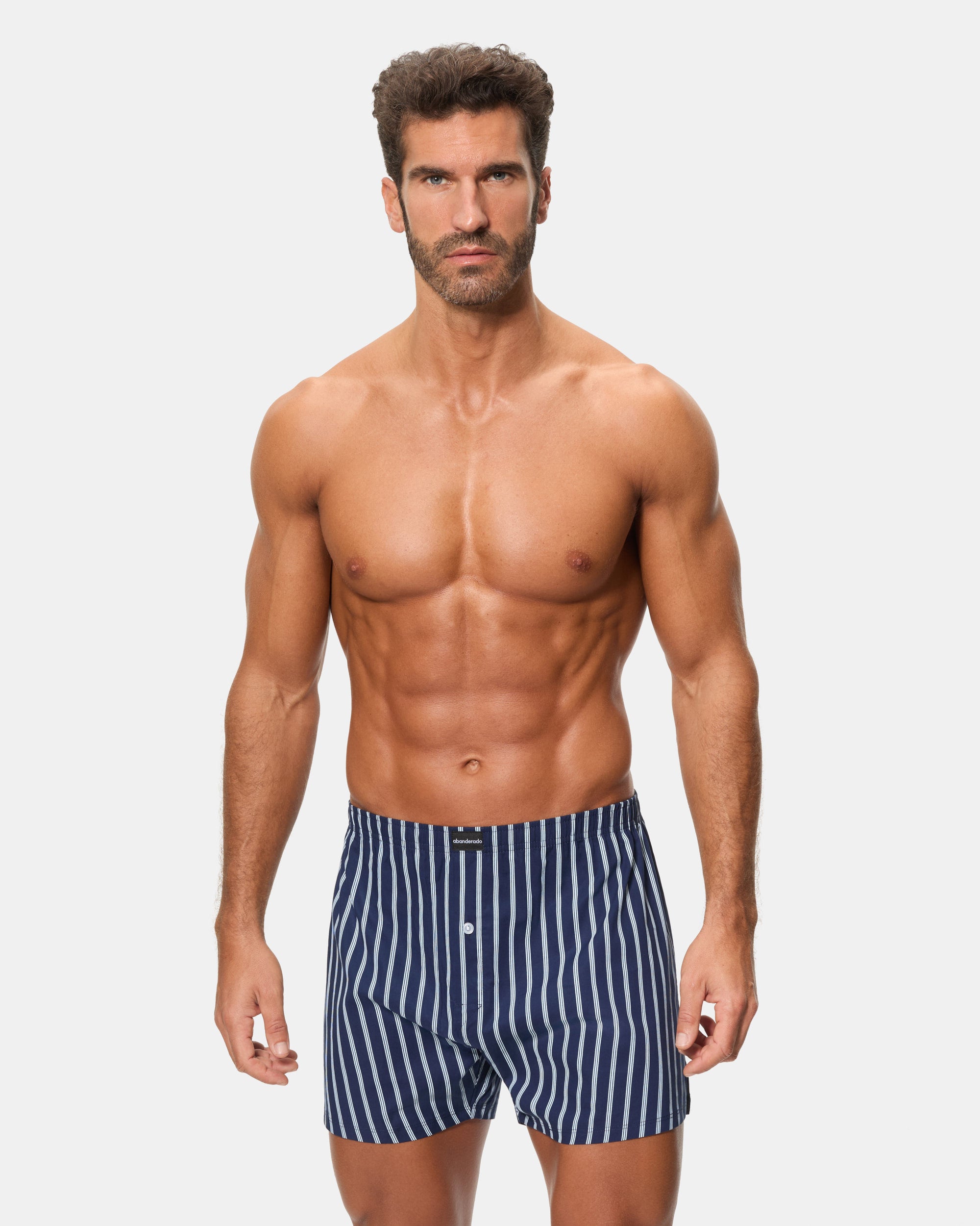 Abanderado Pack 2 Bóxers Tela 100% Algodón Estampados Rayas Azules y Granate Hombre