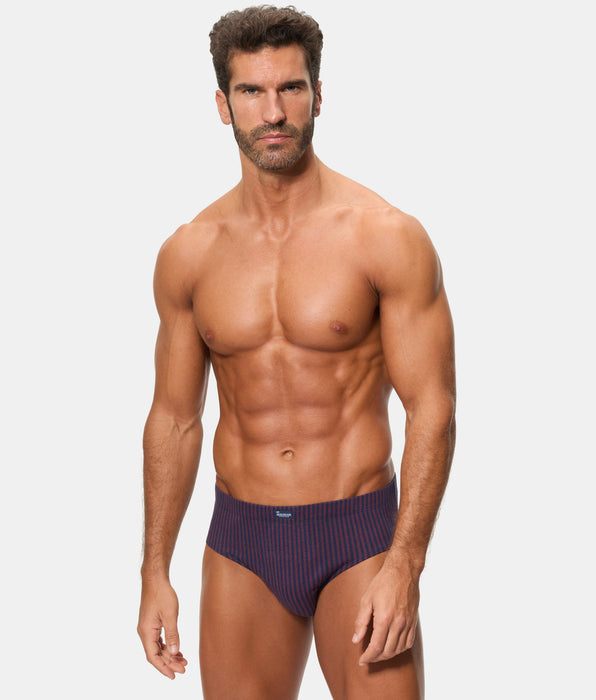 Abanderado Pack 3 Slips Semicortos Algodón 100% Estampados azul y vino hombre