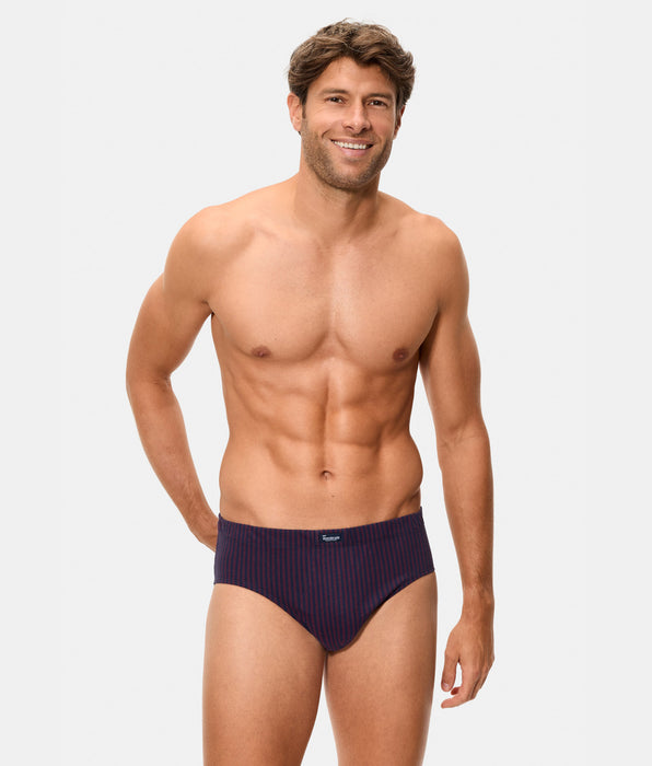 Abanderado Pack 3 Slips Semicortos Algodón 100% Estampados azul y vino hombre