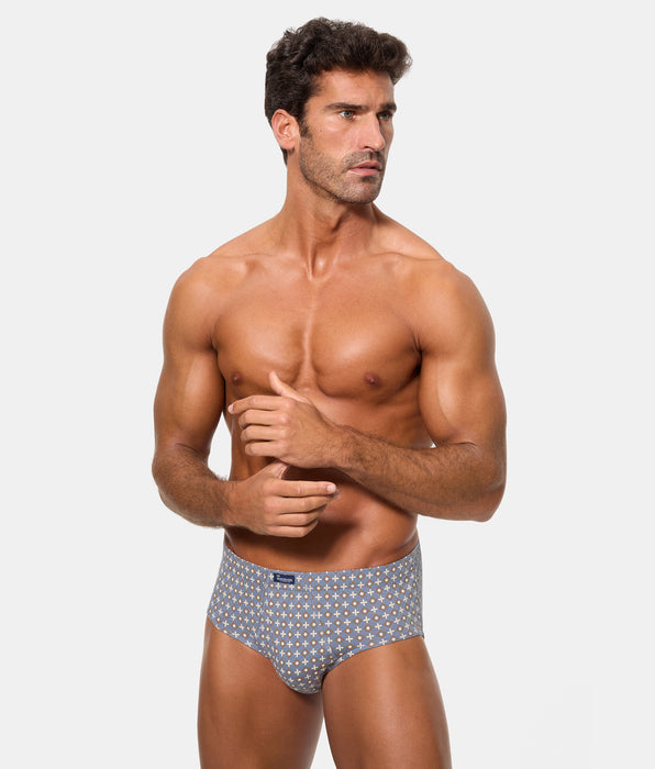 Abanderado Pack 3 Slips Abiertos Algodón 100% Estampados azul poseidón hombre