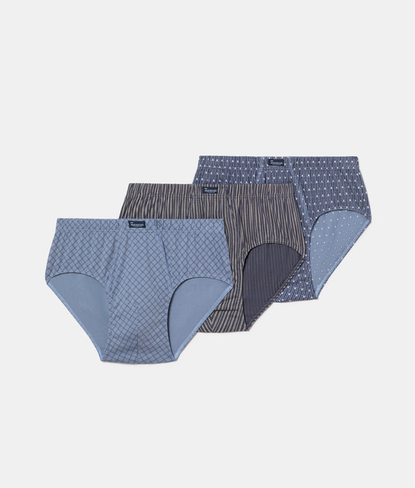 Abanderado Pack 3 Slips Abiertos Algodón 100% Estampados gris geo claro hombre