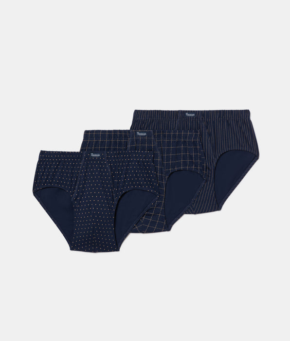 Abanderado Pack of 3 100% Cotton Open Briefs with Dark Geo Prints for Men