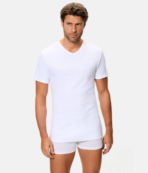 Abanderado Camiseta interior térmica de hombre de manga corta cuello pico