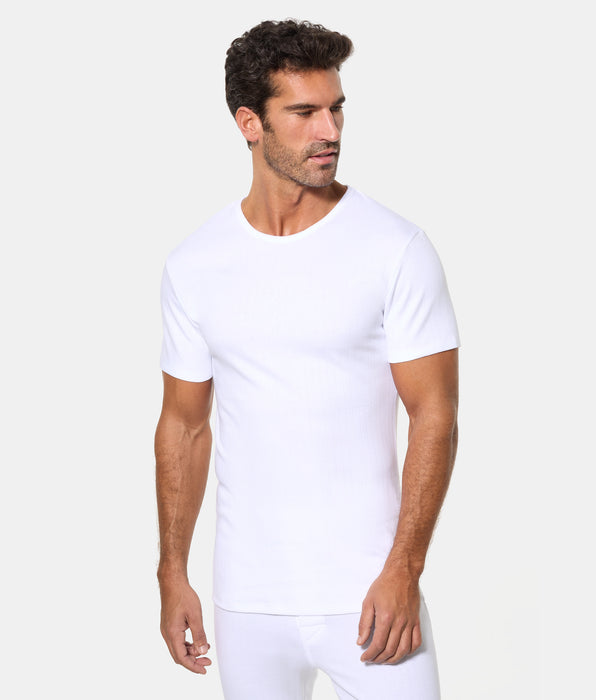 Abanderado Camiseta Térmica Manga Corta Cuello Redondo Algodón 100% blanca hombre
