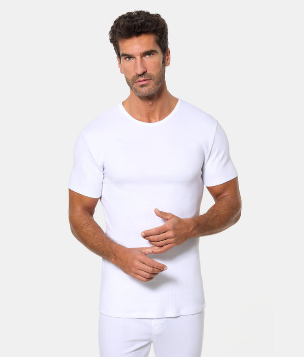 Abanderado Camiseta Térmica Manga Corta Cuello Redondo Algodón 100% blanca hombre