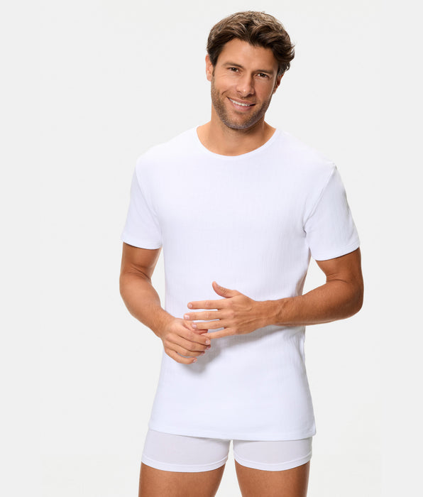 Abanderado Camiseta interior térmica de hombre de manga corta cuello redondo canalé