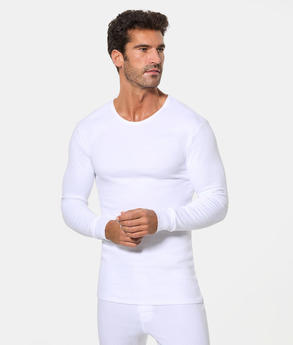 Abanderado Camiseta Térmica Manga Larga Cuello Redondo Algodón 100% blanca hombre