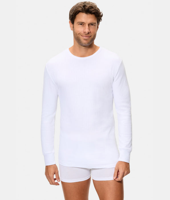 Abanderado Camiseta Térmica Manga Larga Cuello Redondo Algodón 100% blanca hombre