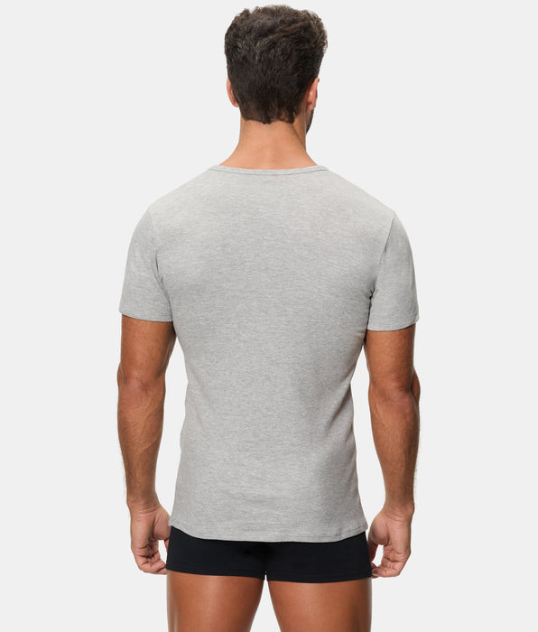 Abanderado Camiseta Térmica Manga Corta Cuello Pico Algodón 100% gris oscuro hombre