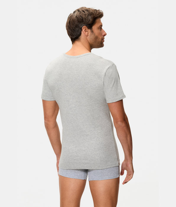 Abanderado Men's Short-Sleeved V-Neck Thermal T-Shirt, 100% Cotton, Dark Grey