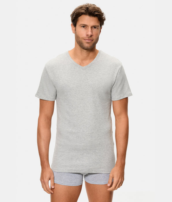 Abanderado Camiseta Térmica Manga Corta Cuello Pico Algodón 100% gris oscuro hombre