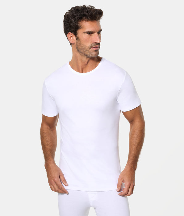 Abanderado Camiseta Térmica Manga Corta Cuello Redondo Algodón 100% blanca hombre