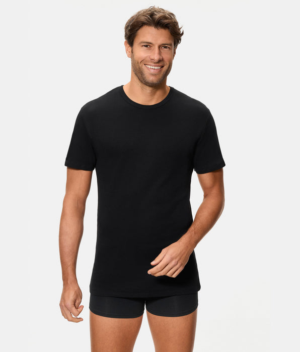 Abanderado Men's Short-Sleeved Thermal T-Shirt with Round Neck and 100% Cotton in Black