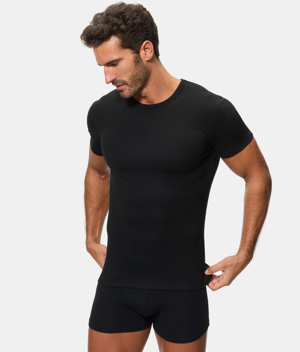 Abanderado Camiseta Térmica Manga Corta Cuello Redondo Algodón 100% negra hombre
