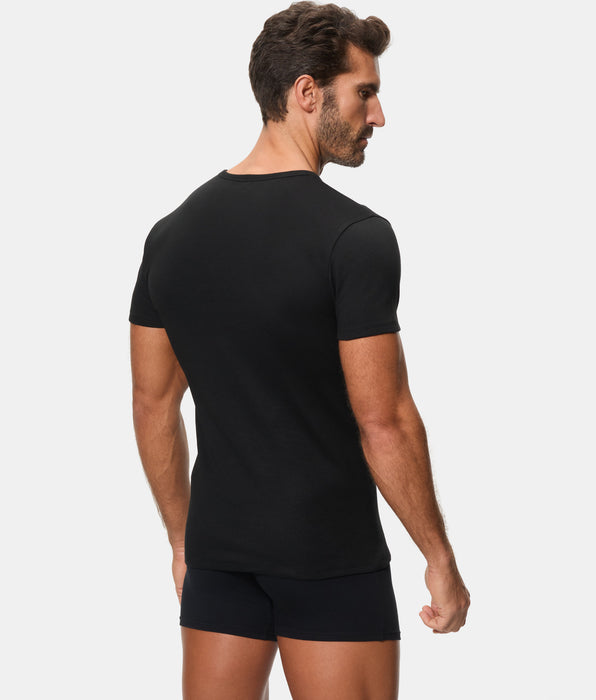 Abanderado Camiseta Térmica Manga Corta Cuello Redondo Algodón 100% negra hombre