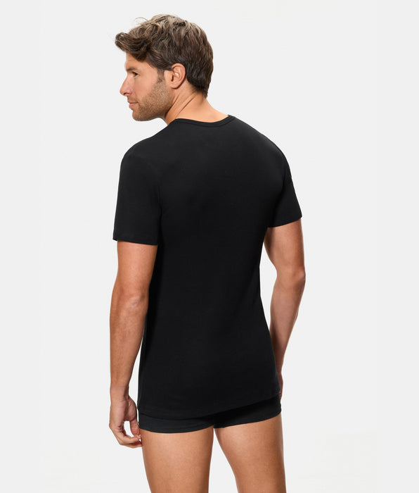 Abanderado Men's Short-Sleeved Thermal T-Shirt with Round Neck and 100% Cotton in Black