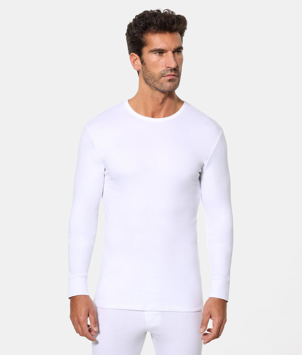 Abanderado Camiseta Térmica Manga Larga Cuello Redondo Algodón 100% blanca hombre