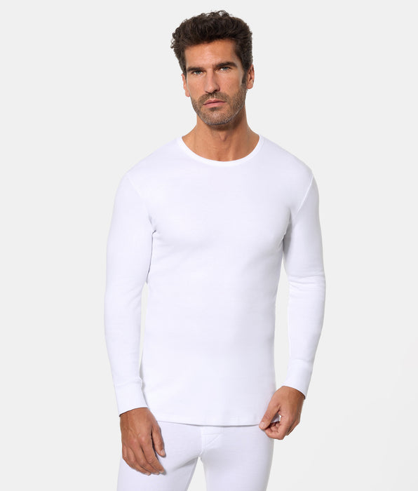 Abanderado Camiseta Térmica Manga Larga Cuello Redondo Algodón 100% blanca hombre