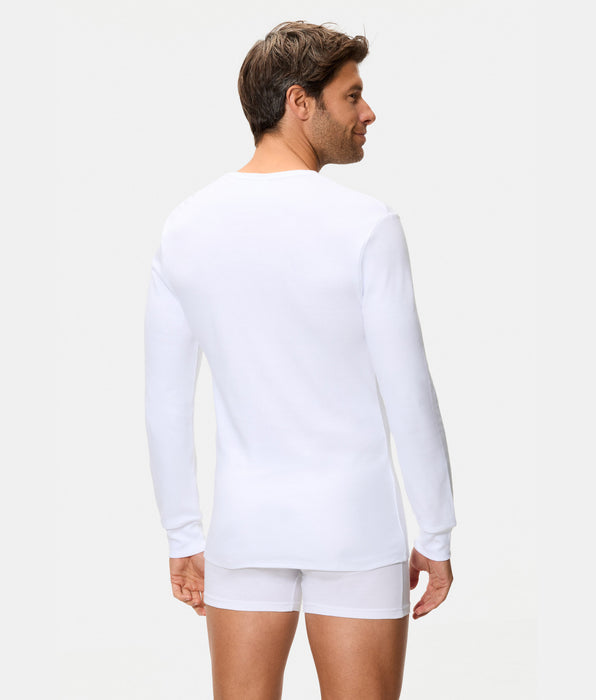 Abanderado Camiseta Térmica Manga Larga Cuello Redondo Algodón 100% blanca hombre