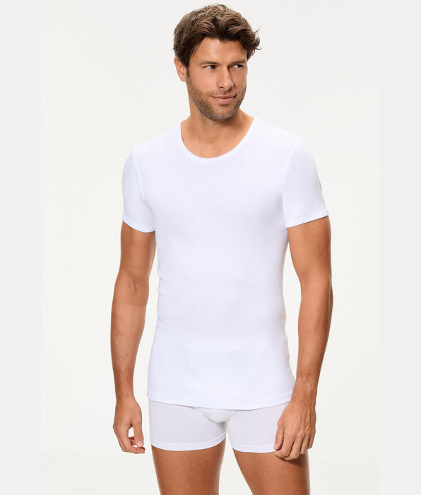 Abanderado Camiseta Manga Corta Corte Clásico Tejido Canalé Algodón 100% blanca hombre