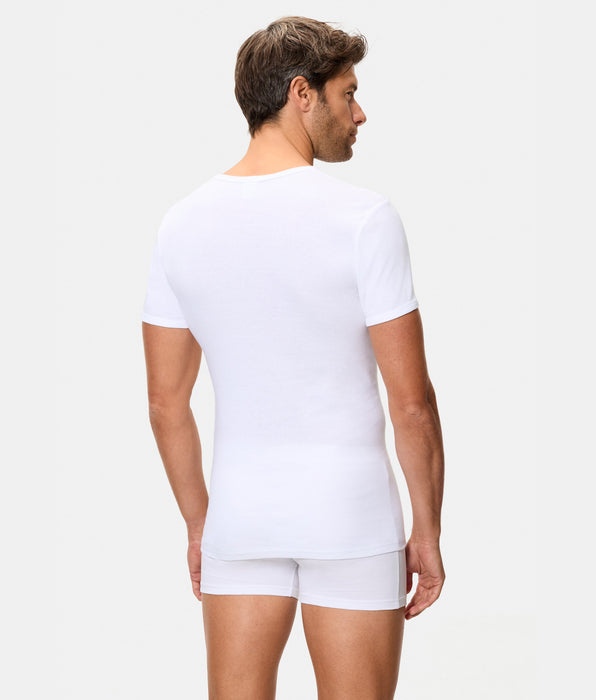 Abanderado Camiseta Manga Corta Corte Clásico Tejido Canalé Algodón 100% blanca hombre