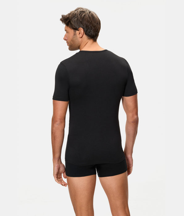 Abanderado Men's Black Thermal Short-Sleeved Round Neck T-Shirt Termaltech