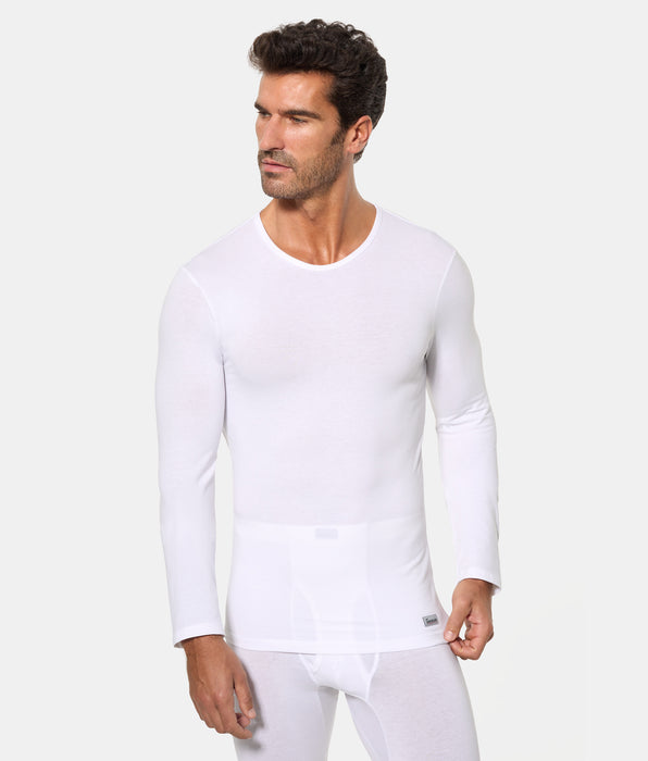 Abanderado Camiseta Térmica Manga Larga Cuello Redondo Termaltech blanca hombre