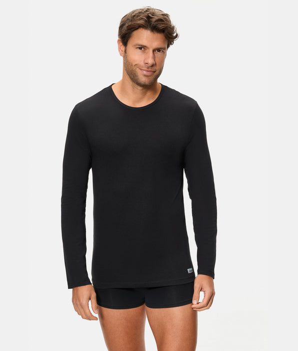 Abanderado T-shirt térmica para homem de manga comprida e gola redonda Termaltech preta