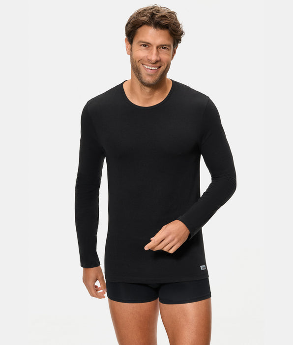 Abanderado T-shirt térmica para homem de manga comprida e gola redonda Termaltech preta
