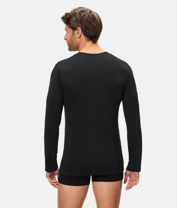 Abanderado Men's Black Thermal Long Sleeve Round Neck T-Shirt Termaltech