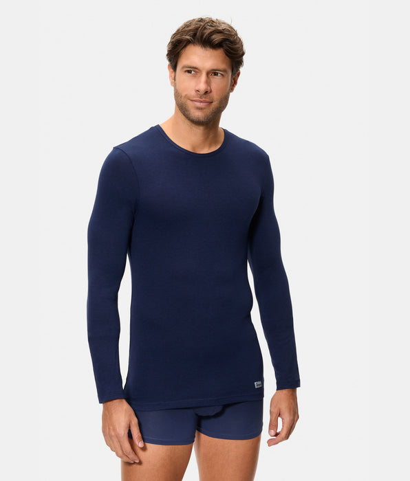 Abanderado T-shirt térmica manga comprida gola redonda Termaltech azul meia-noite para homem